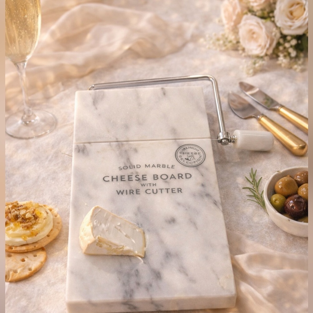 Marble Cheese Board with Wire Cutter